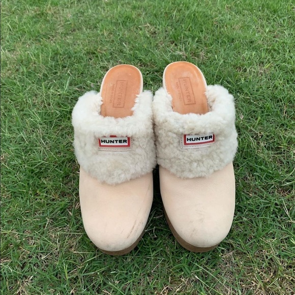 HUNTER Bruson shearling fur lined clogs - Picture 2 of 2